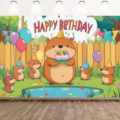 Ein Prozent Capybara-Thema - Perfekt für Geburtstage, Hochzeiten und besondere Anlässe brauchen diesen Hintergrund aus Stoff-Partyflaggen