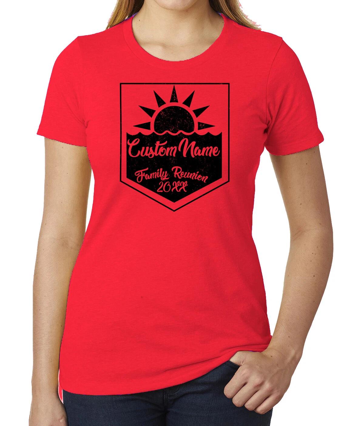 Sun in Water with Custom name and Date-Family Reunion Woman s T-Shirts M