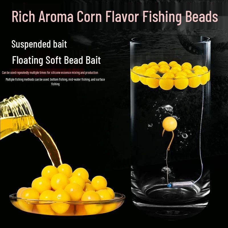 Corn-Flavored Yellow Semi-Floating Soft Fishing Lure Balls, 1cm-1.6cm