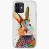Rabbit Watercolor Art Work Iphone Tough Phone Case Customizable for iPhone 11 12 13 14 Pro Max Mini 6 6S 7 8 Plus X XS XR Max