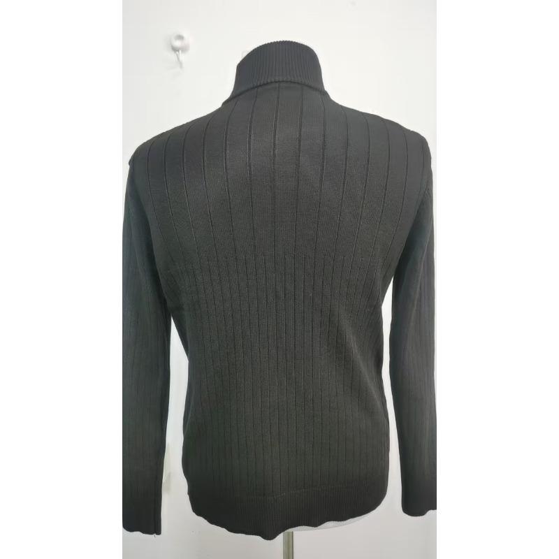 Half Zip Stand Collar Men Solid Color Casual Knitted Pullover Sweater