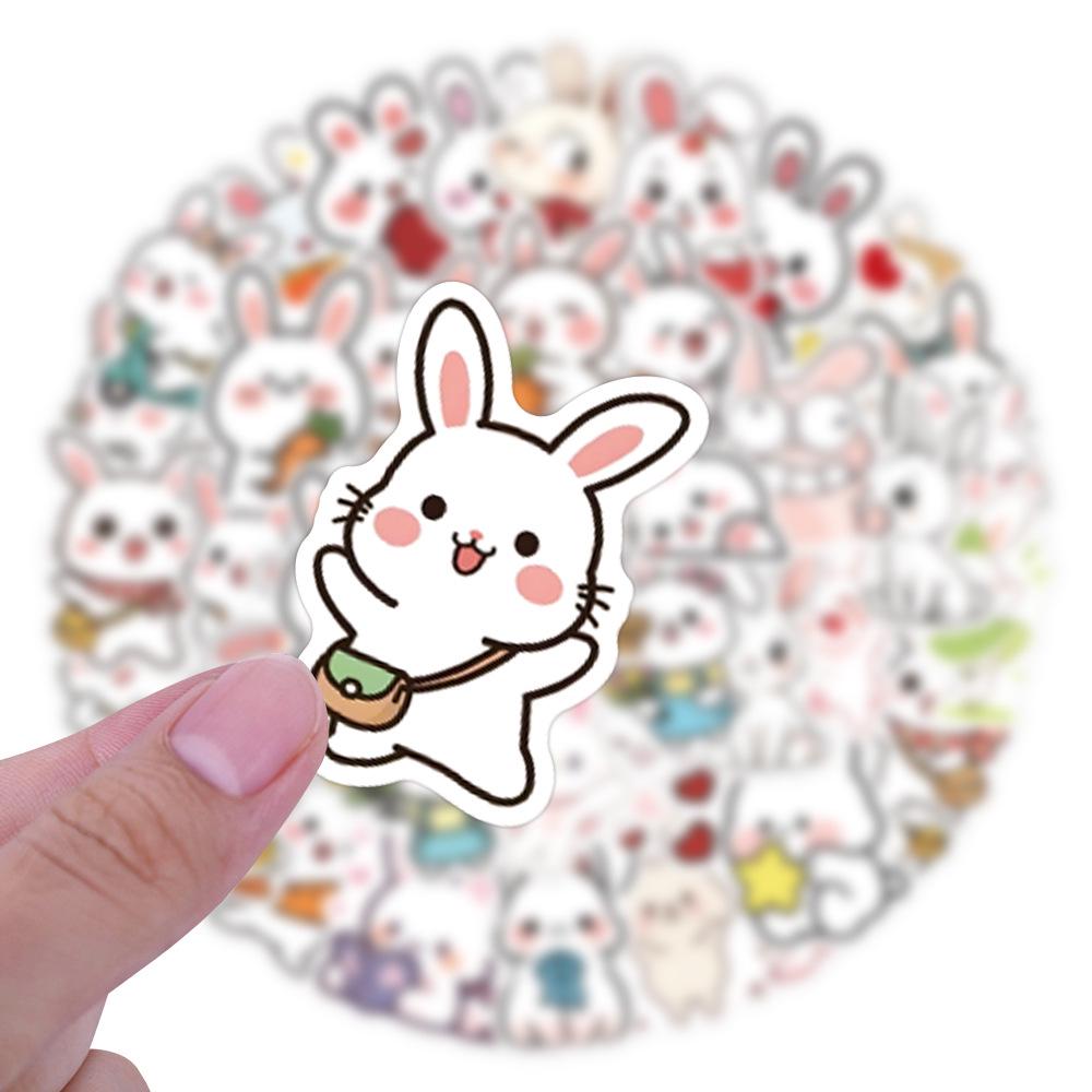 60 Cute Rabbit Cartoon Stickers - Waterproof DIY Decor for Thermos, Luggage, and More