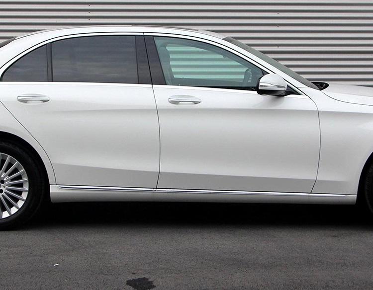 Mercedes-Benz C-Class Decorative Silver Strips: C180 Bumper, C200 Door, C260 Silver, C300 Style.