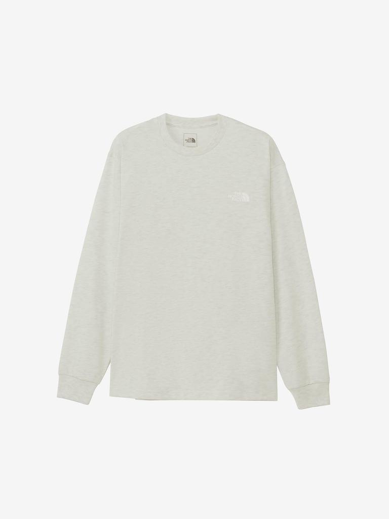 North Cut and Sewn Long Back Square Logo Tee White Mix XXL [The Face] Long-Sleeve T-Shirt L/S Gray/White