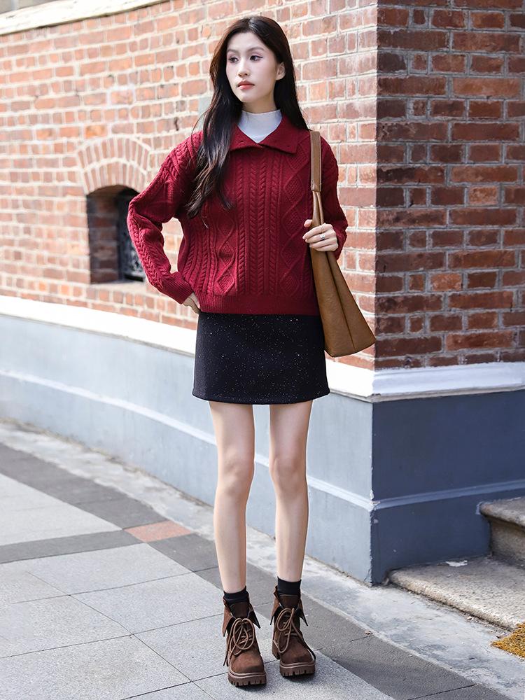 Fei Yuan Beaded Hip-Hugging Short Skirt: Women's Slimming Half-Length Skirt for Autumn & Winter, Petite & Versatile, Anti-Exposure Design