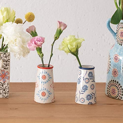 HEADS HNP-FB11 12-Piece Handmade Print Flower Vases, Red, 4.5 x 8cm Diameter