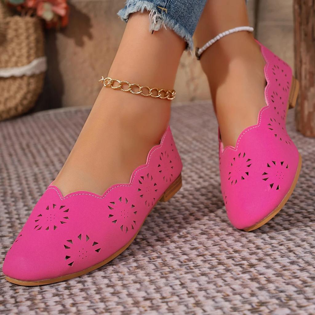 Comfortable Leather Woman Pointed Toe Flats Summer Lady Hollow Out Loafers Women Shoes 2025 Women Flat Loafers Shoes