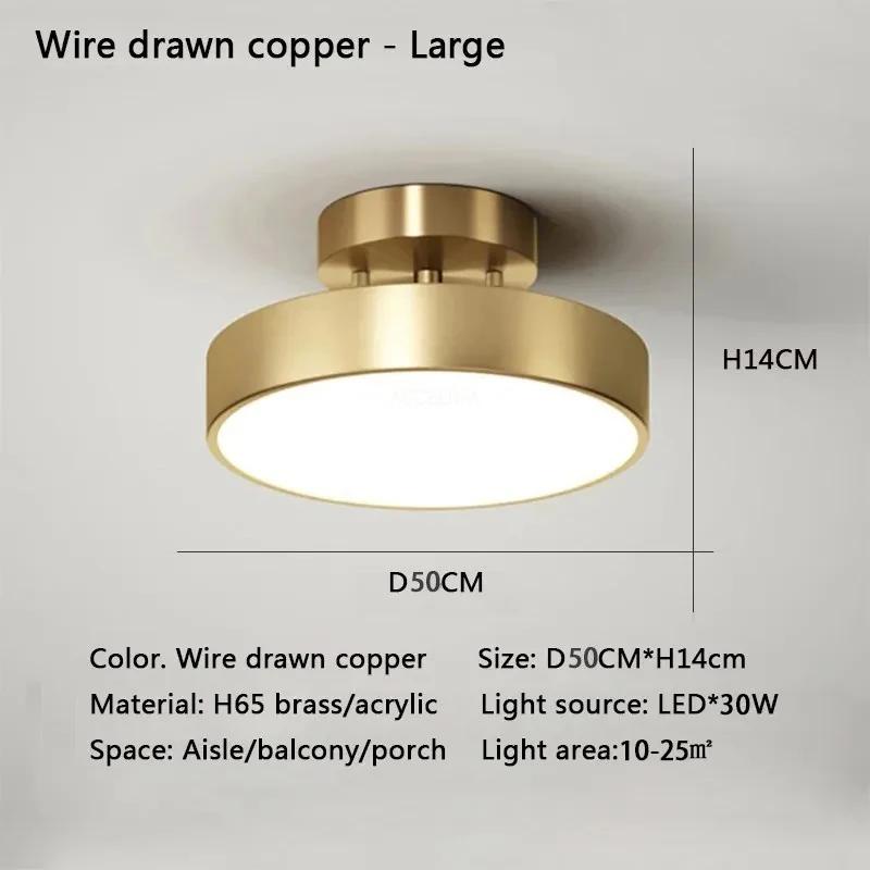 Modern LED all Copper Ceiling Lights Entrance Corridor Balcony Bedroom 40/50CM Black Gold Ceiling Lamps Home Decoration Lustres