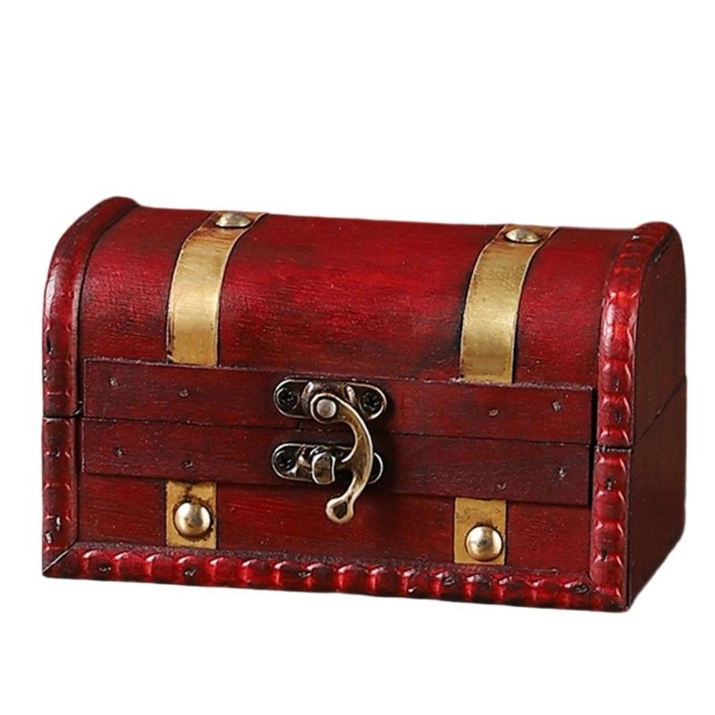 

Traditional Wood Desktop Jewelry Box Dustproof Storage Container With Safety Lock For Valuables Accessories