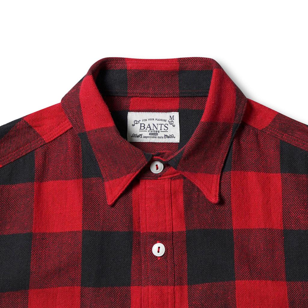Bancheu Bgs Flannel Buffalo Check Cotton Work Shirt - Red