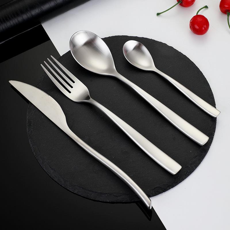 304 Stainless Steel Spoon Hotel High-end High-grade Thickened Spoon Fork Creative Coffee Spoon Sanding Knife, Fork and Spoon Set