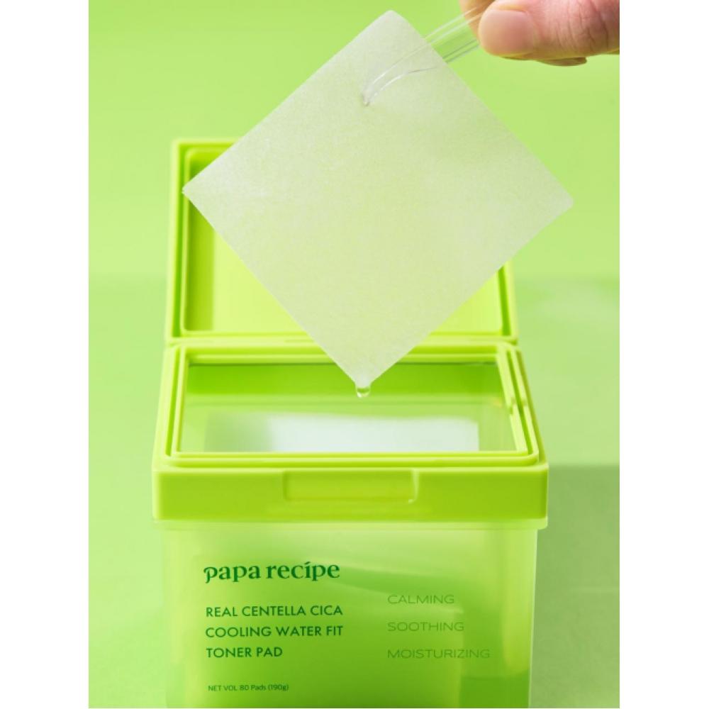 Paparecipe Real Centella Sica Cooling Water Fit Toner Pad  80 Sheets 