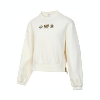 Letter Print Round Neck Casual Long Sleeve Sweatshirt Women Sweatshirt Beige 631073-87