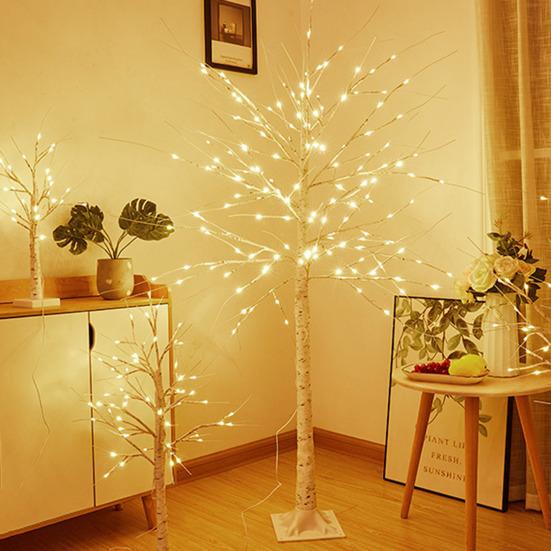 Romantic Heart-Shaped Birch Tree Lamp 23 Inch Valentines Day Decor with Red Pink Silver Hearts Adjustable Branches USB Powered Timer Romantic Lighting