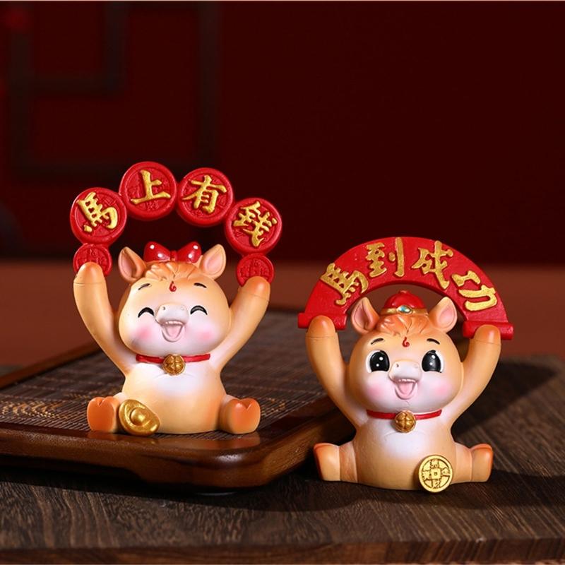 Artistic Resins Horse Miniature Statue Traditional Zodiacs Design Desktop Decoration Chinese New Year Holiday Gift