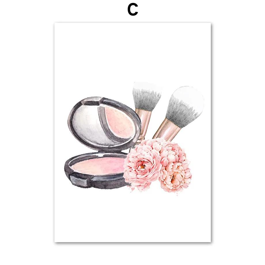 Fashion Girl Art Canvas Painting Perfume Bottle Heels Lipstick Handbag Nordic Posters And Prints Wall Pictures Room Decor