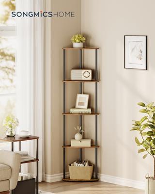 HOME Superfast Toolless Assembly, 5-Tier Corner Shelf, Corner Shelving Unit, Corner Storage Stand, 38.3 X 27 X 139 Cm, Living Room, Bedroom