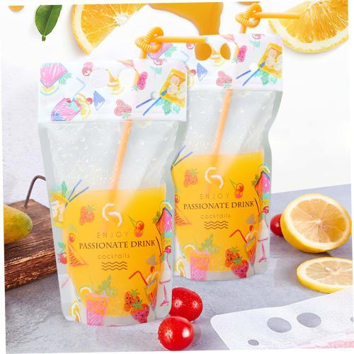 Minkissy 200-Piece Set of Disposable Drink Straws for Plastic Bottles, Long Colored Straws, Smoothie Bags, Juice Pouches, Zippered Storage Bags