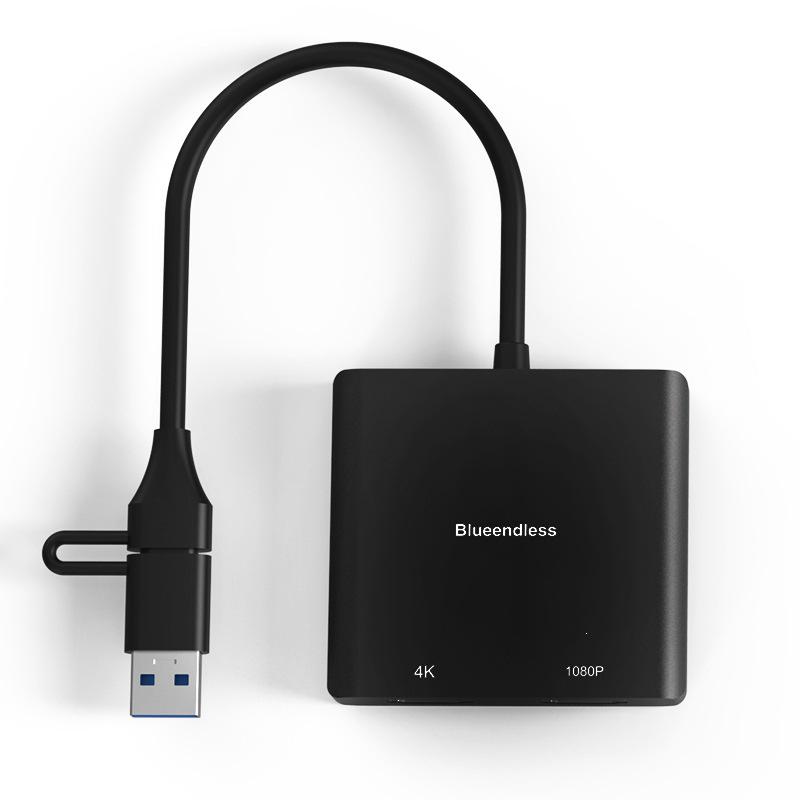USB/Type-C to Dual HDMI 4K Docking Station for Laptop/Desktop with Quad-Screen Display Support
