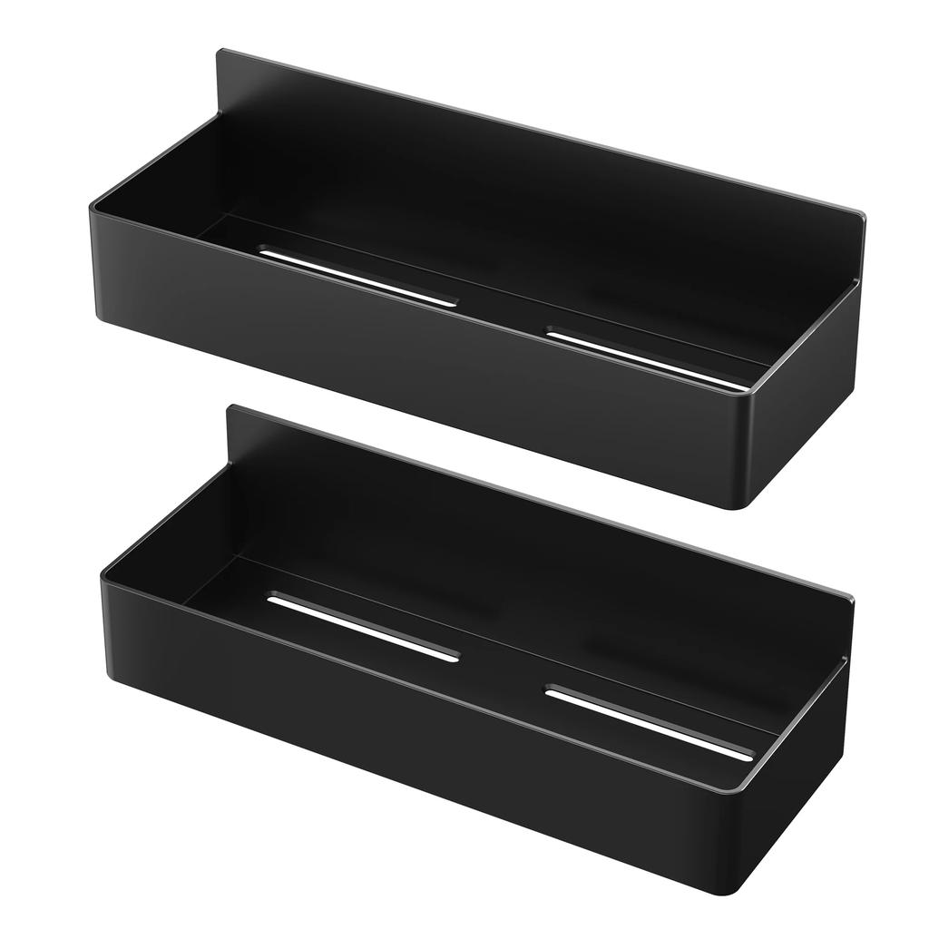 Starke magnetische Regale, 2-lagig, schwarz-weiß, Lagerregal, Küchen-Gewürz-Organizer aus Kunststoff für Kühlschrank und Mikrowelle