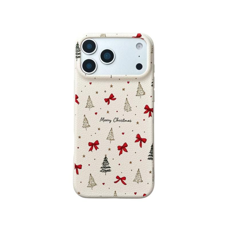 White Snow Stars Christmas Tree Phone Case for iPhone 18 17 Pro Max 16 Plus 15 14 13 12 11 Pro Max Plus Air Cover