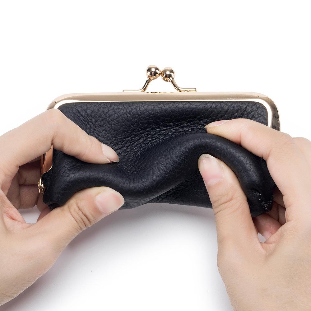 New niche change bag mini first-layer cowhide storage bag women's fashion mouth red envelope small clip bag tide
