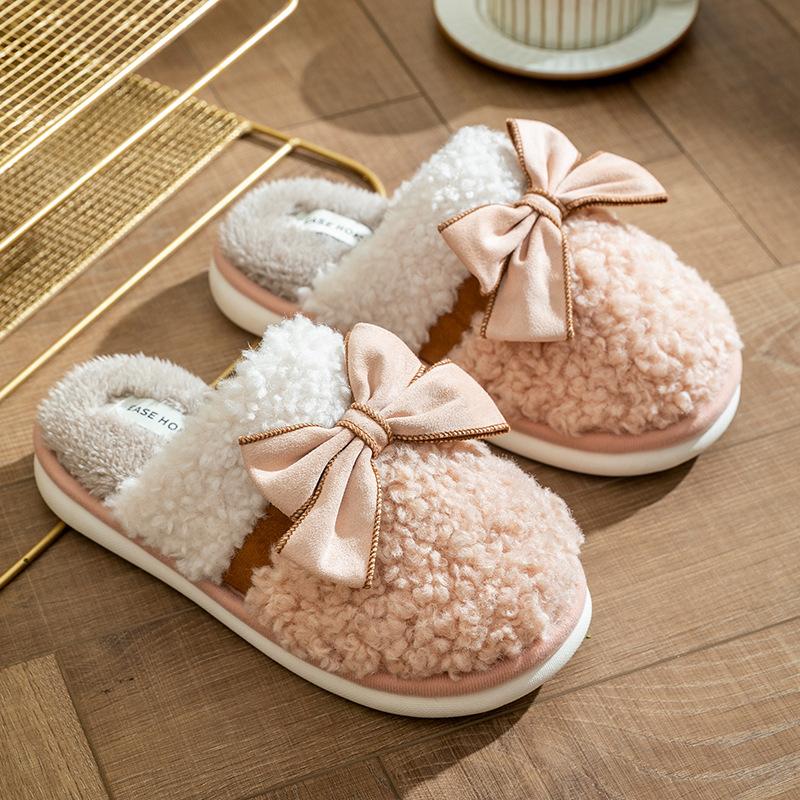 Autumn Winter Couples Casual Plush Slippers Indoor Comfortable Flats Warm Furry Slides Bedroom Shoes