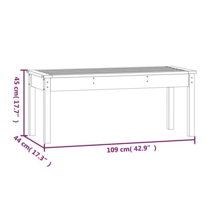 VidaXL Banc de jardin noir 109x44x45 cm bois massif de pin 824008