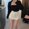 Women's Summer High Waist A-line Denim Skort with Side Zipper - Slimming and Hip-Hugging Design