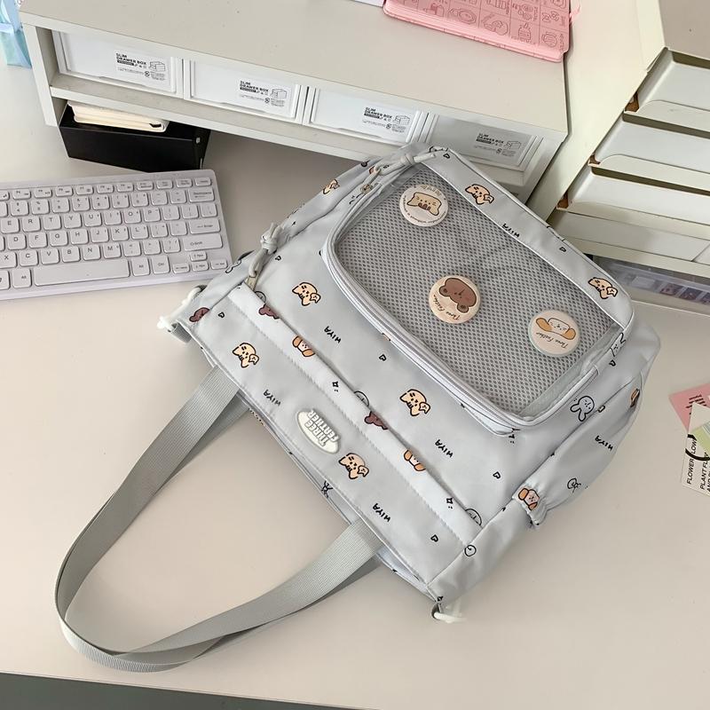 Прозрачная большая вместительная сумка-тоут женская сумка через плечо с мультяшным — фото 13