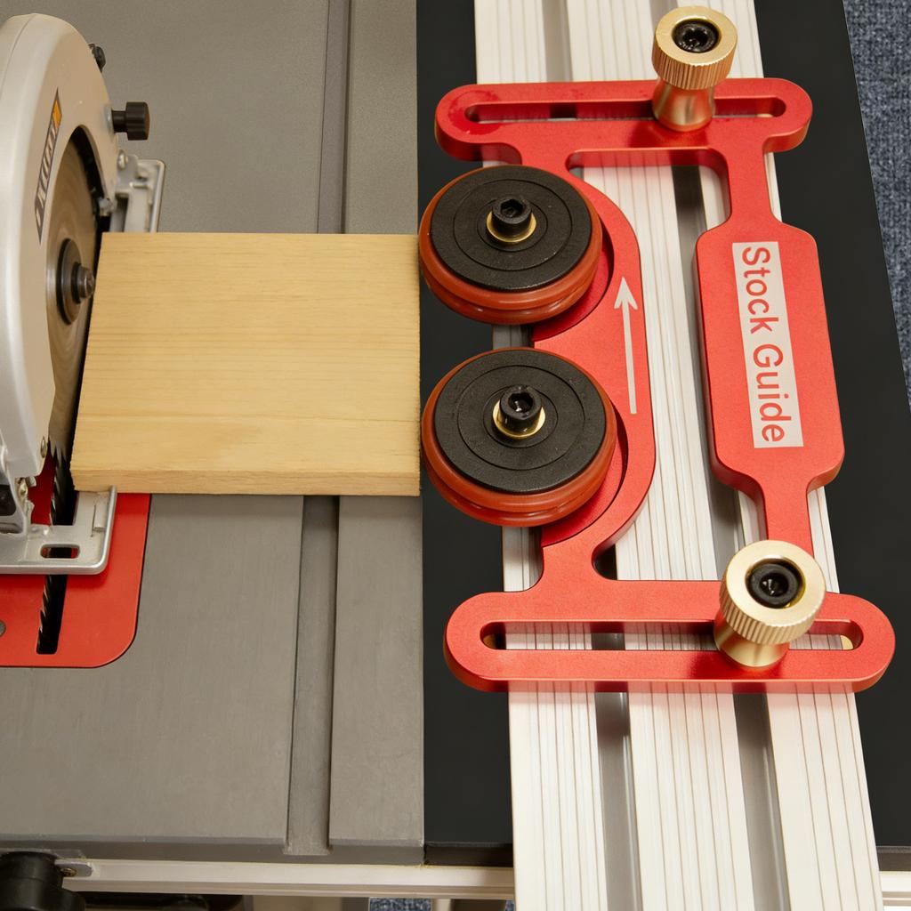 Heavy-Duty Aluminum Alloy Table Saw Stock Guide with Sliding Blocks and Double Wheel Bearing System, Featherboard with M6 Holing