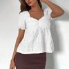 Maglietta da Donna con Scollo a V alla Moda Minimalista con Maniche a Sbuff