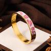 Bracciale Geometrico Aperto in Metallo Color Oro Acciaio Inossidabile Smaltato Vintage, Gioiello da Polso Geometrico Allargato Apribile, Regalo Quotidiano da Polso per Donna