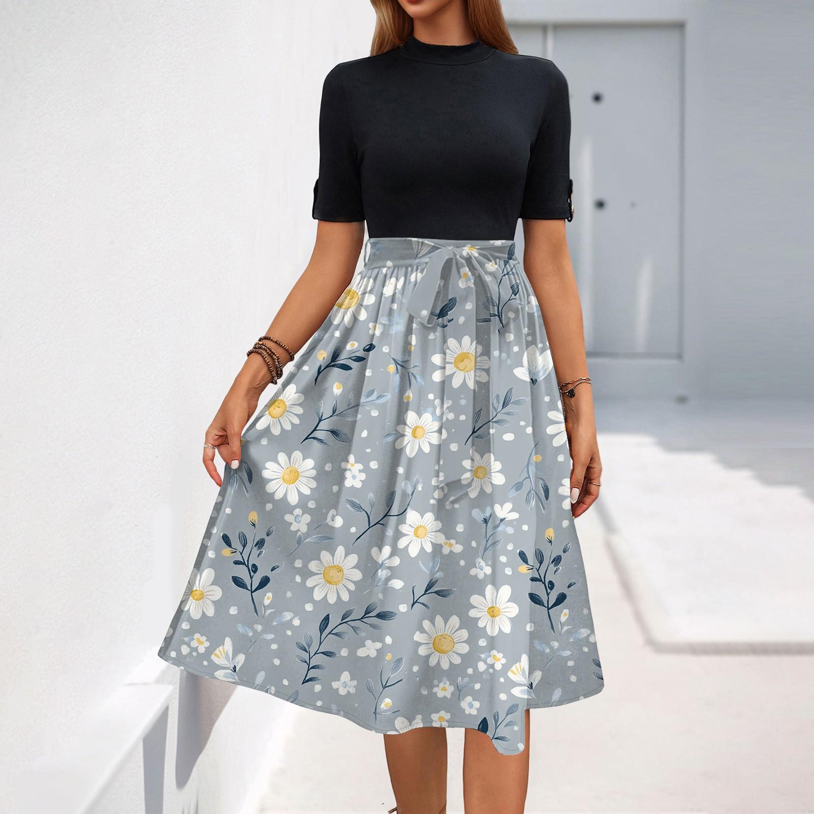 

Женские летние платья повседневные свободные сарафаны с короткими рукавами и карманами XL