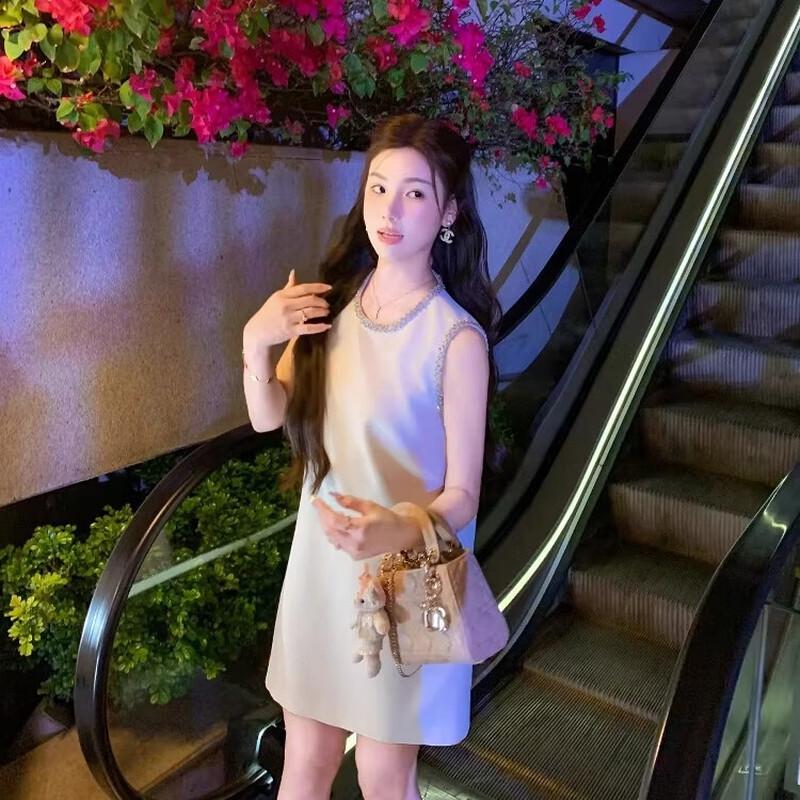 Women's Elegant Sleeveless White A-Line Mini Dress