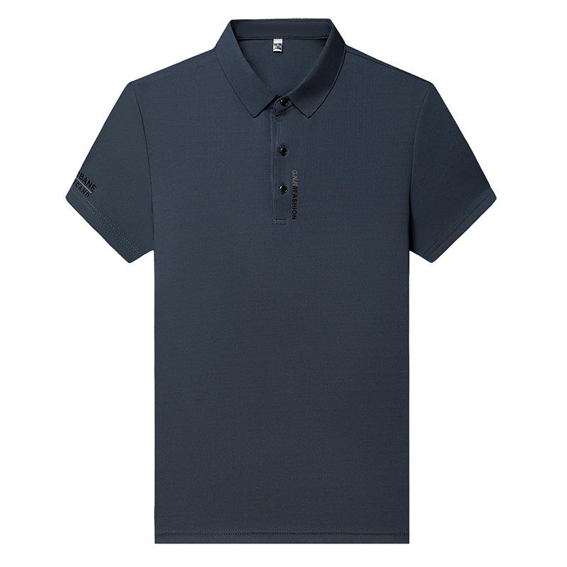 Lapel Polo Shirt Men'S Short-Sleeved Casual Business High-End Waffle Polo Shirt Solid Color