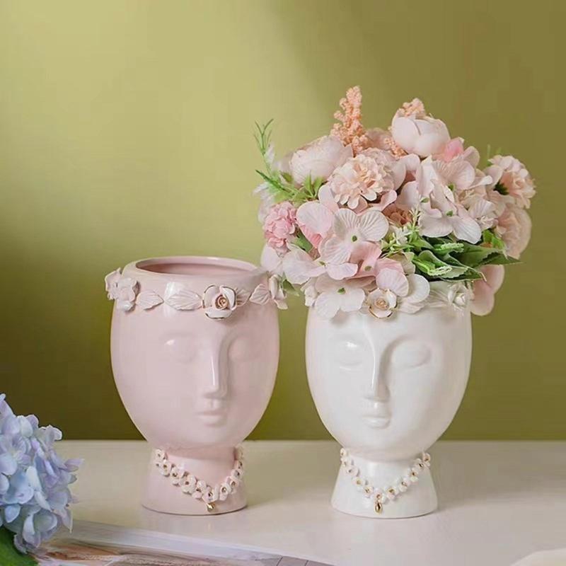 Flower Vase Silicone Mold  Crafting Tool Face Shaped Succulent Vase Molds Concrete Silicone Mold for  Flowerpot