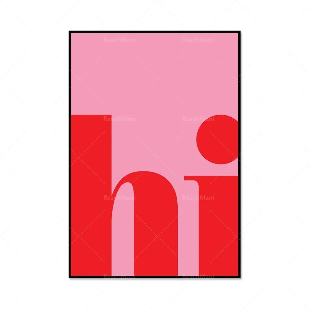 Abstract Art Red Pink Poster Hi Gallery Wall Modern Home Decoration Canvas Painting Wall Art Gift
