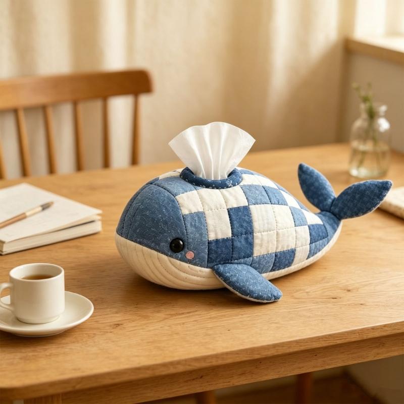 DIY Animal Tissue Box Making Set with Thread Needle Sewing Pin Patchwork Cloth and Sewing Supplies for Home Desk Shelf Display