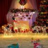 Glowing Christmas Reindeer Festive Reindeer Yard Art Outdoor Christmas Reindeer Family Decoration Set for Holiday for Indoor