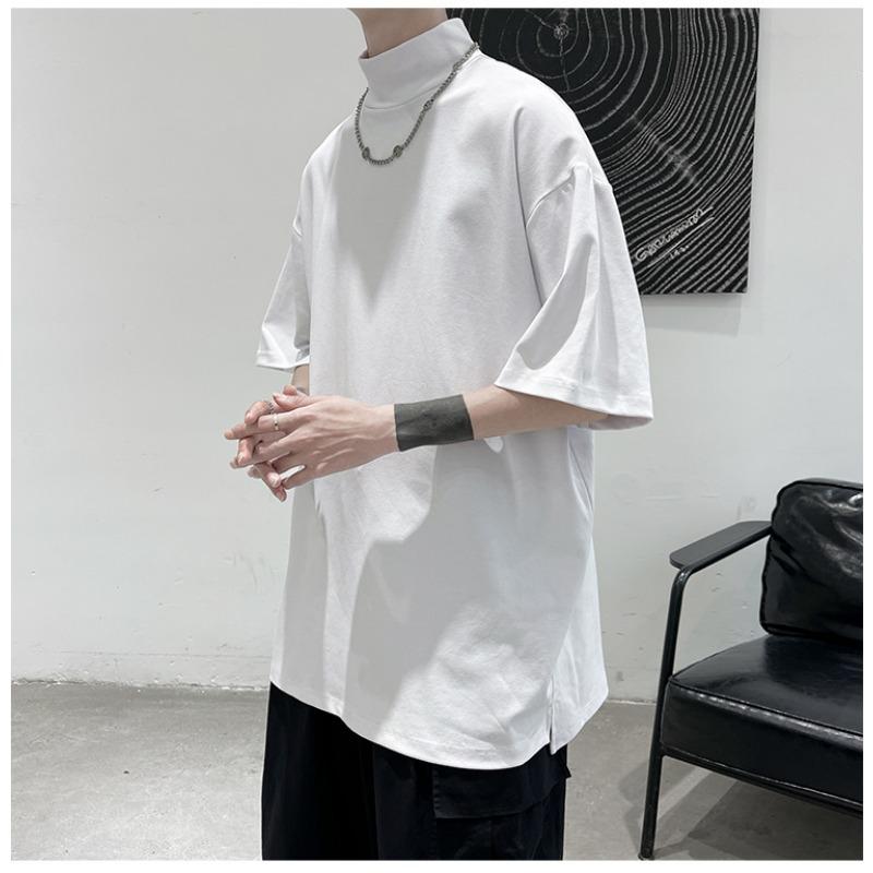 Mens Loose Solid Color Short Sleeve Basic Casual Bottoming T Shirt