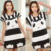 Cute Women Cartoon Panda Sleepwear Pajamas Short Sleeve Sleepshirt Nightdress