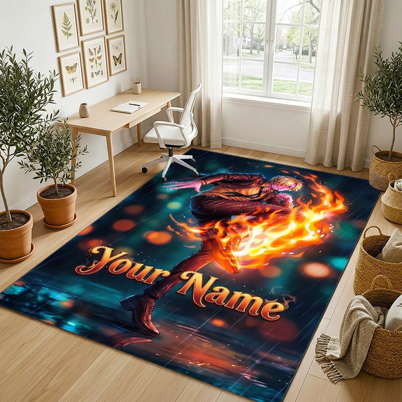 Personalized Crystal Velvet Carpet,One Piece Custom Printed Name, Plush Area Rug For Home Indoor Decor
