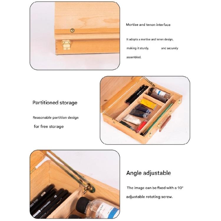 Holz-Malbox Skizzenkasten Staffelei Faltbar Verstellbare Höhe Kunststaffelei Kasten Design mit Mehreren Fächern für Künstler