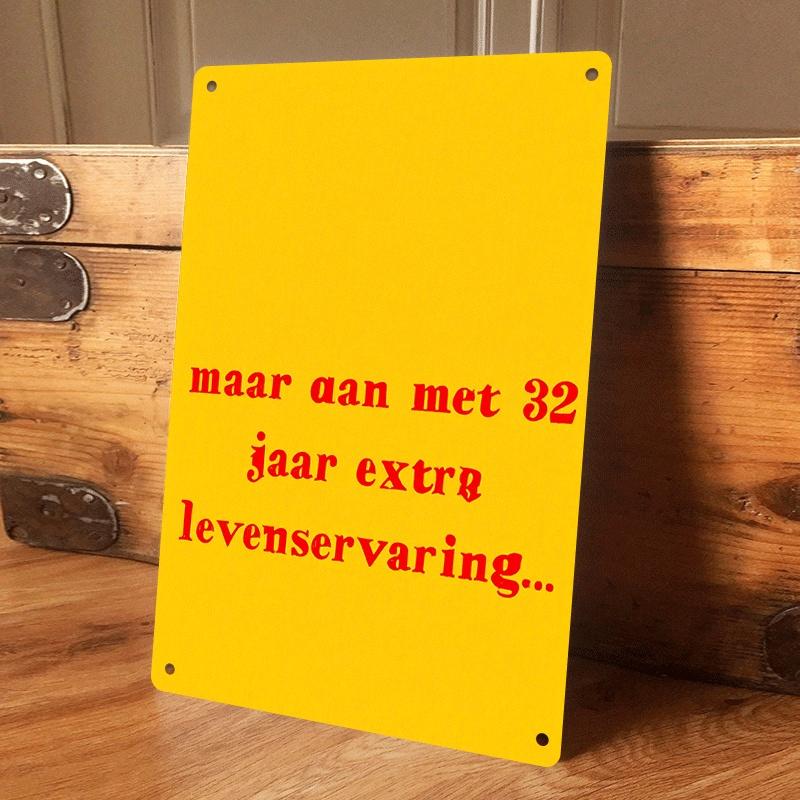 

1 piece of creative retro Dutch inspirational tinplate wall hanging plaque, themed around 32 years of extra life experience, sui (as the picture,20x30cm)