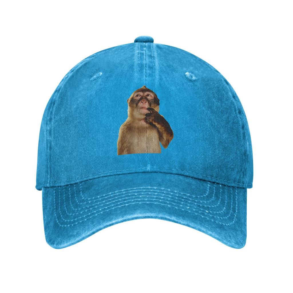 Washed Baseball Cap Thinking Monkey Meme Summer Trucker Hat For Unisex Women Streetwear Tennis Skate Sun Baseball Caps