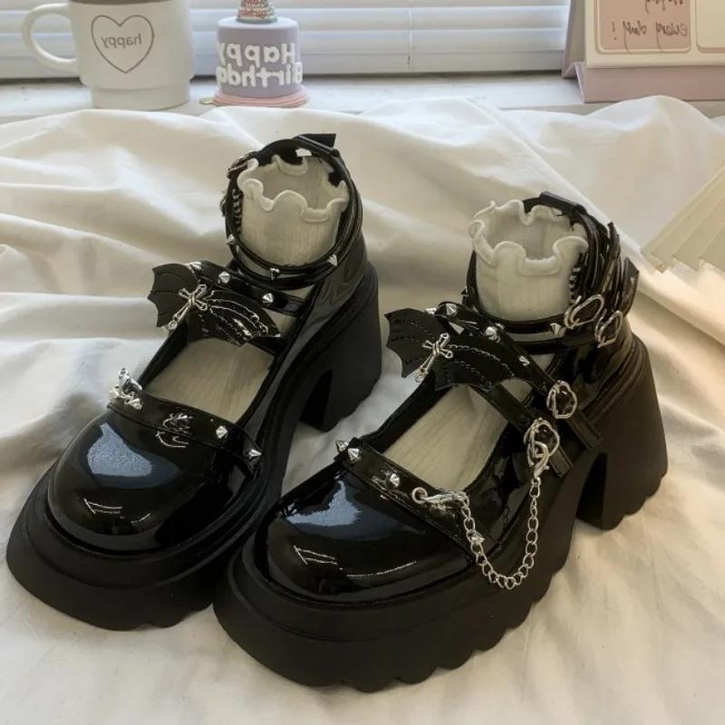 Fashion Ladies Shoes Buckle Strap Women's High Heels New Butterfly-knot The Chain Dress Metal Decoration Platform Heels
