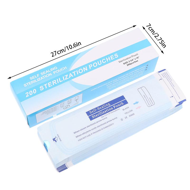 200Pcs Self-Seal Sterilization Pouches 6 Sizes Medical-Grade Autoclavable Bags Instrument Disinfection Bag Dental Supplies