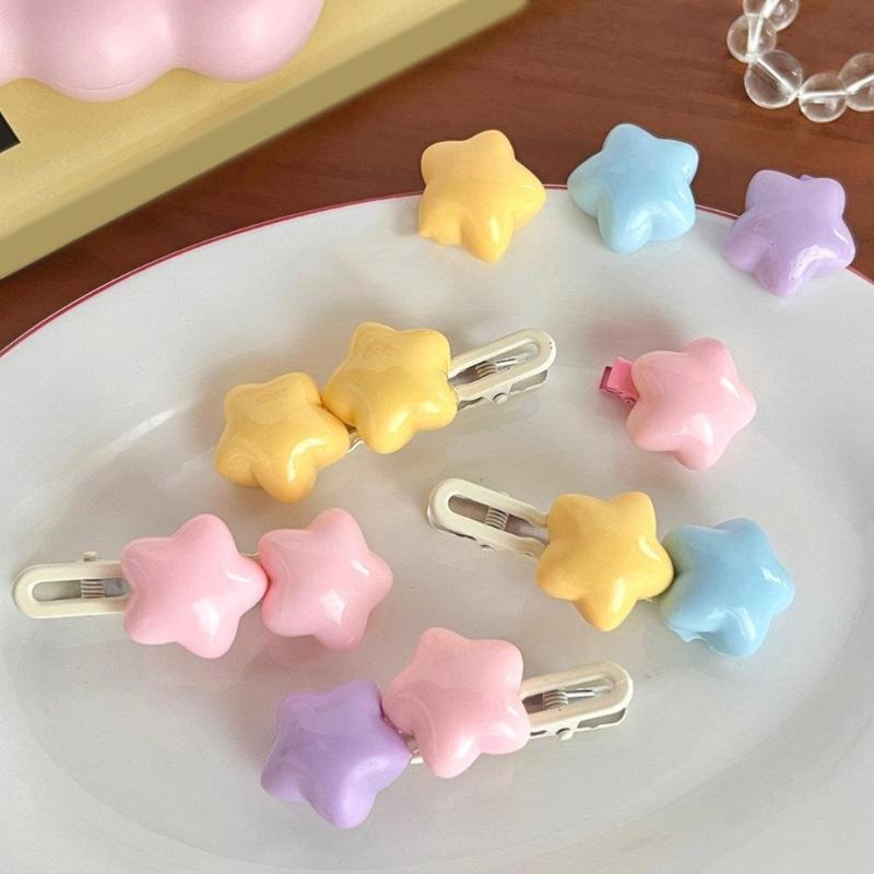 Y2k 90s Aesthetic Candy Color Star Hairpin for Woman Cute Duckbill Hair Clip