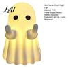Decorative Ghosts for Fireplace LED Middle Finger Ghost Halloween Night Light Cute Spooky Haunted House Display Props Statue Desktop Home Office